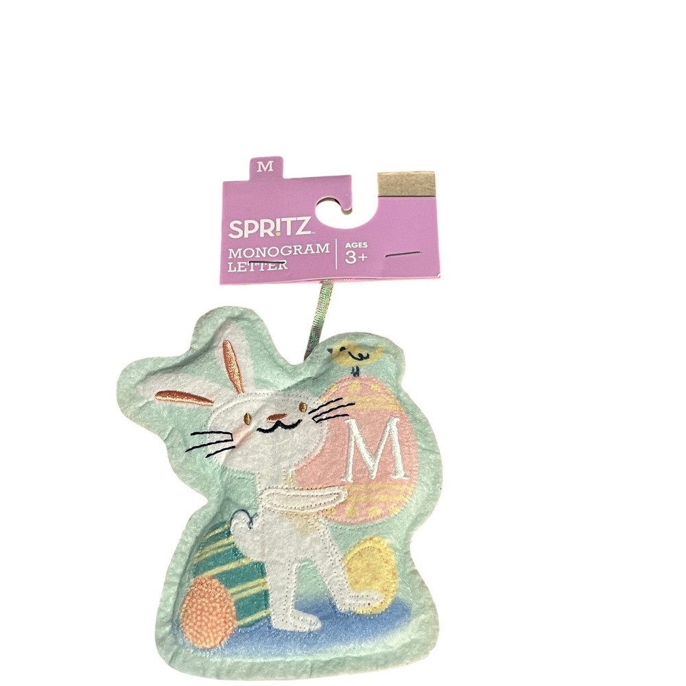 Spritz Easter Bunny Monogram Letter‎ M Ornament Decoration Holiday Decor